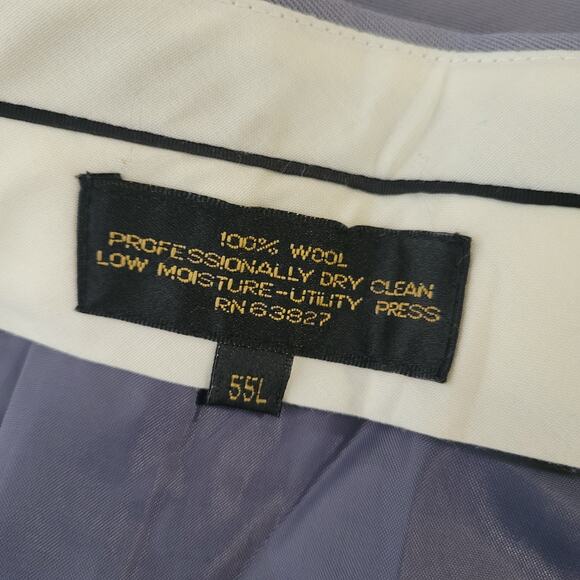 Men's Gray size 55 L gray dress pants 100% wool - Picture 7 of 8